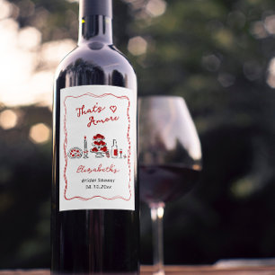 Étiquette Pour Bouteilles De Vin C’est Amore Hand Drawn Italian Red Fête des mariée