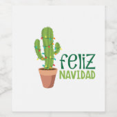 Étiquette Pour Bouteilles De Vin Cactus Feliz Navidad (Étiquettes simples)