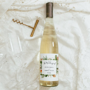 Étiquette Pour Bouteilles De Vin Cactus Floral Desert Mariage Vin Étiquette