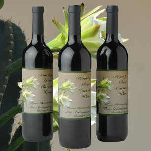 Étiquette Pour Bouteilles De Vin Cactus Vin Prickly Pear Fleurs Vins Étiquette