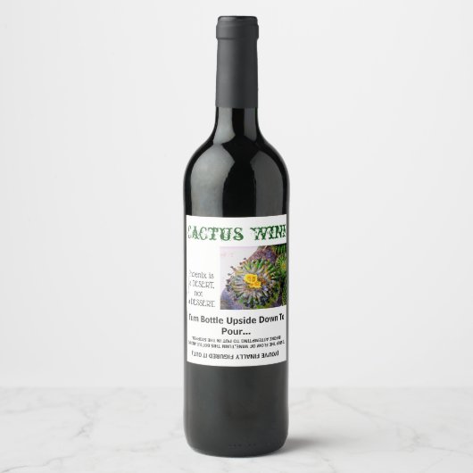ÉTIQUETTE POUR BOUTEILLES DE VIN CACTUS WINE....TOURNER LA BOUTEILLE VERS LE BAS VE (Devant)