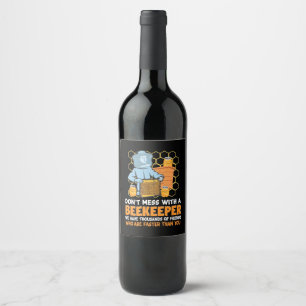 Étiquette Pour Bouteilles De Vin Cadeau apiculteur Ne Pas Miser Avec Un Abeignon