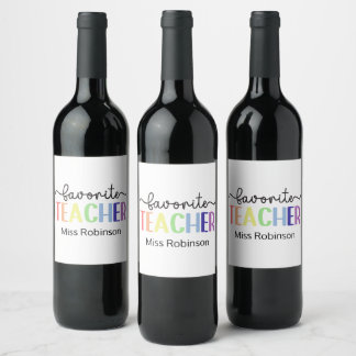 Étiquette Pour Bouteilles De Vin Cadeau d'appréciation d'enseignant arc-en-ciel d'e