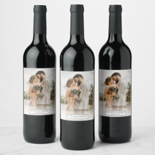 Étiquette Pour Bouteilles De Vin Cadeau de mariage photo avec écriture simple
