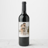 Étiquette Pour Bouteilles De Vin Cadeau de mariage photo avec écriture simple (Devant)