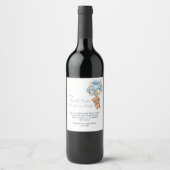 Étiquette Pour Bouteilles De Vin cadeau de naissance ourson bleu (Devant)