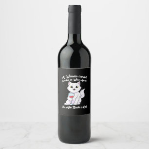 Étiquette Pour Bouteilles De Vin Cadeau de Noël Une femme survit avec du vin et u