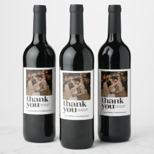 Étiquette Pour Bouteilles De Vin Cadeau de remerciement de mariage pour photo moder