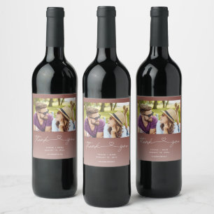 Étiquette Pour Bouteilles De Vin Cadeau de remerciement de photo de mariage rouille