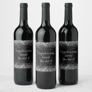 Étiquette Pour Bouteilles De Vin Cadeau de remise des diplômes personnalisé noir ar