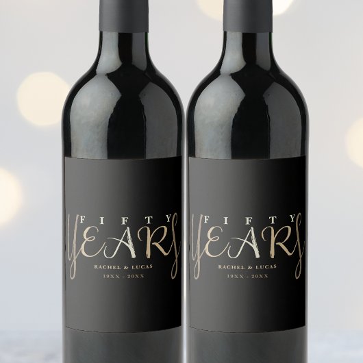 Étiquette Pour Bouteilles De Vin Cadeau du 50e anniversaire du Mariage d'or