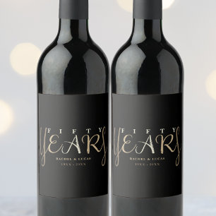 Étiquette Pour Bouteilles De Vin Cadeau du 50e anniversaire du Mariage d'or
