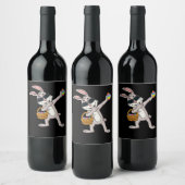 Étiquette Pour Bouteilles De Vin Cadeau lapin | Dabbing Rabbit Oeufs de Pâques Jour (Bouteilles)
