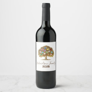 Étiquette Pour Bouteilles De Vin Cadeau personnalisé d'arbre généalogique avec pier