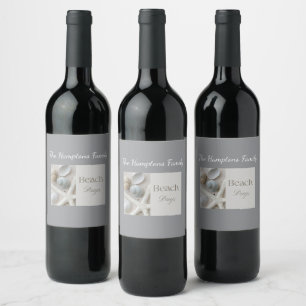 Étiquette Pour Bouteilles De Vin Cadeau personnalisé de coquillages côtiers pour ma