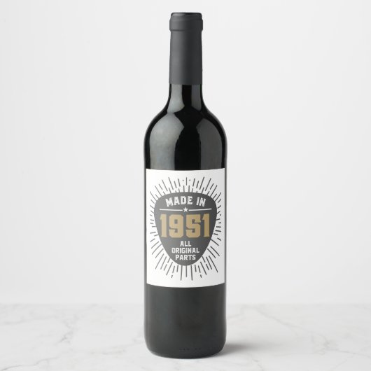 Étiquette Pour Bouteilles De Vin Cadeau pour Made in 1951 (Devant)