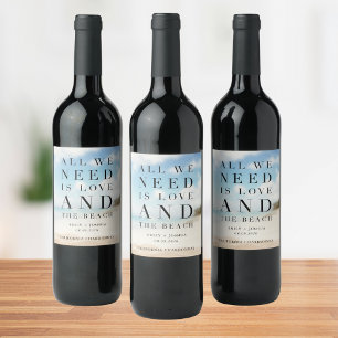 Étiquette Pour Bouteilles De Vin Cadeau simple de mariage à la plage