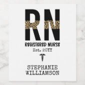 Étiquette Pour Bouteilles De Vin Cadeaux d'études d'infirmière autorisée (Étiquettes simples)