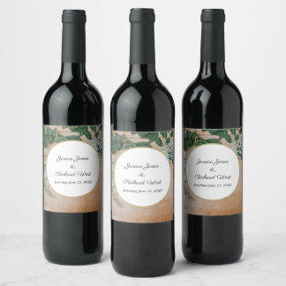 Étiquette Pour Bouteilles De Vin Cadre Botanique Rustique Or Mariage Personnalisé