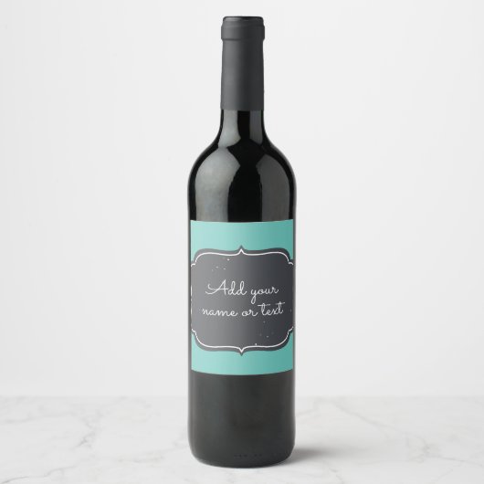 Étiquette Pour Bouteilles De Vin Cadre Chalkboard moderne Custom Aqua (Devant)