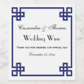 Étiquette Pour Bouteilles De Vin Cadre Clé Clé Clé Bleue Marine (Étiquettes simples)