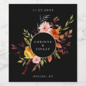 Étiquette Pour Bouteilles De Vin Cadre floral automnal rustique (Étiquettes simples)