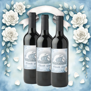 Étiquette Pour Bouteilles De Vin Cadre floral avec Rose et design celtique.
