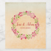 Étiquette Pour Bouteilles De Vin Cadre mignon des fleurs (Étiquettes simples)