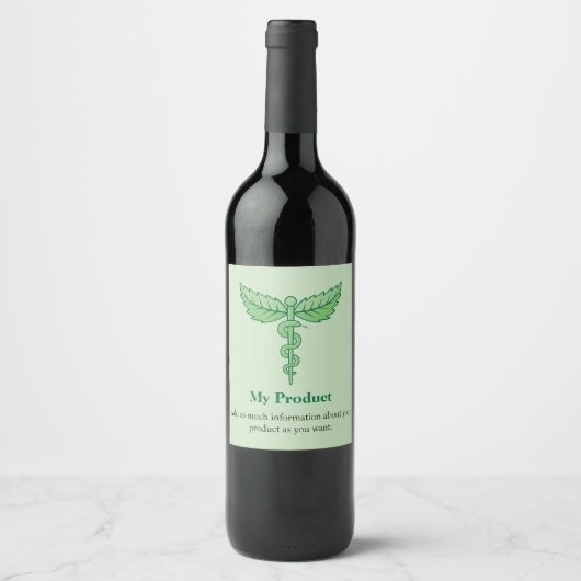 Étiquette Pour Bouteilles De Vin Caduceus avec Feuilles (Devant)