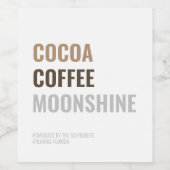 Étiquette Pour Bouteilles De Vin Café Et Monshine De cacao Moderne (Étiquettes simples)