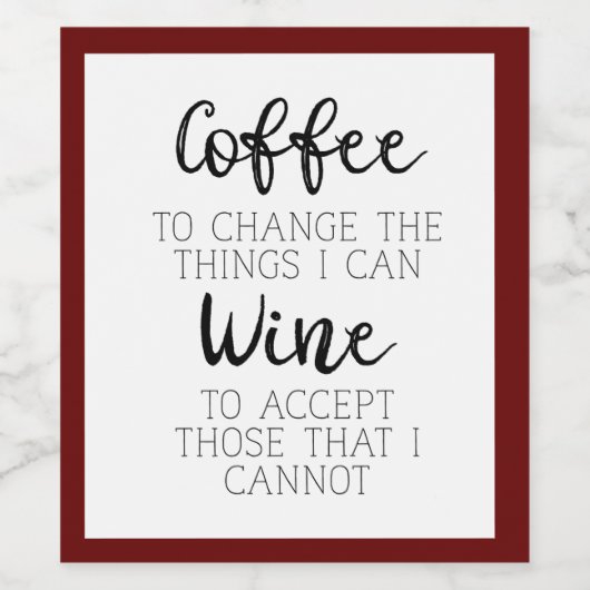Étiquette Pour Bouteilles De Vin Café et vin Java et Vino (Étiquettes simples)