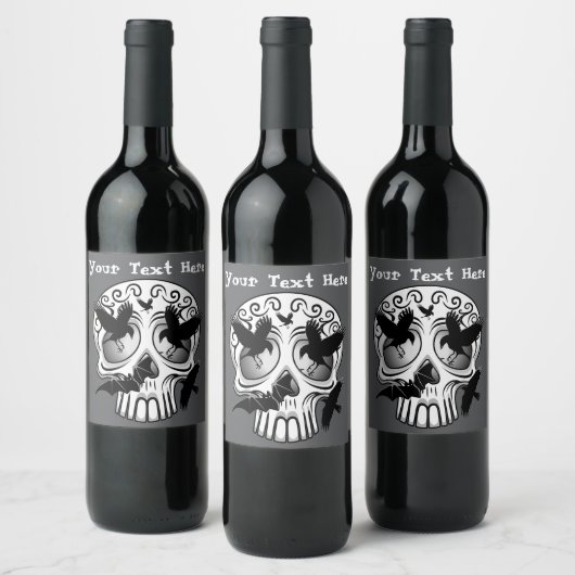 Étiquette Pour Bouteilles De Vin Calaveras décoratives Halloween (Bouteilles)