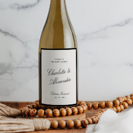 Étiquette Pour Bouteilles De Vin Calligraphie classique Vieux Mariage d'argent