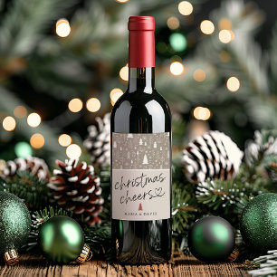 Étiquette Pour Bouteilles De Vin Calligraphie de vœux de Noël moderne personnalisée