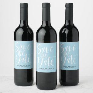 Étiquette Pour Bouteilles De Vin Calligraphie Gras Blanc Azure moderne enregistrer
