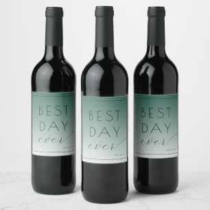 Étiquette Pour Bouteilles De Vin Calligraphie minimaliste sarcelle calme