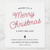 Étiquette Pour Bouteilles De Vin Calligraphie moderne Joyeux Noël (Étiquettes simples)