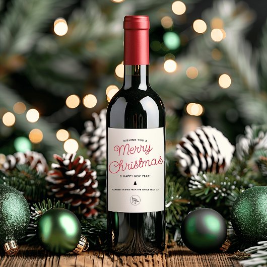Étiquette Pour Bouteilles De Vin Calligraphie moderne Joyeux Noël Ajouter votre log