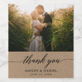 Étiquette Pour Bouteilles De Vin Calligraphie moderne Photo Kraft Mariage (Étiquettes simples)