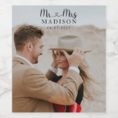 Étiquette Pour Bouteilles De Vin Calligraphie photo de mariage personnalisée (Étiquettes simples)