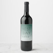 Étiquette Pour Bouteilles De Vin Calm Teal Minimalist Calligraphy (Devant)