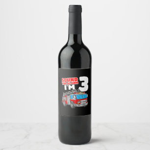 Étiquette Pour Bouteilles De Vin Camion d'incendie 3 ans pompier 3e anniversaire