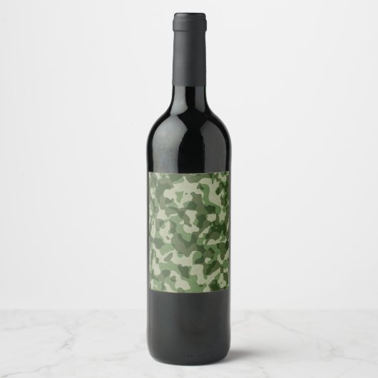 Étiquette Pour Bouteilles De Vin Camo vert (Devant)