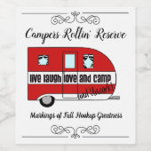 Étiquette Pour Bouteilles De Vin "Campers Rollin' Reserve" (Étiquettes simples)