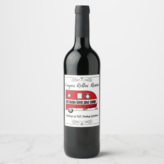 Étiquette Pour Bouteilles De Vin "Campers Rollin' Reserve" (Devant)