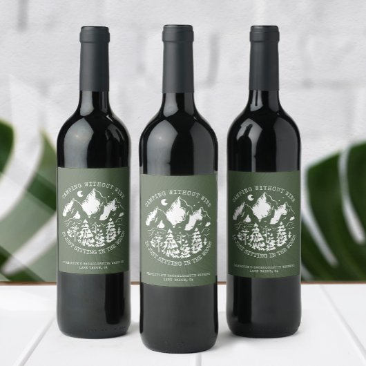 Étiquette Pour Bouteilles De Vin Camping Bachelorette Party Simple moderne