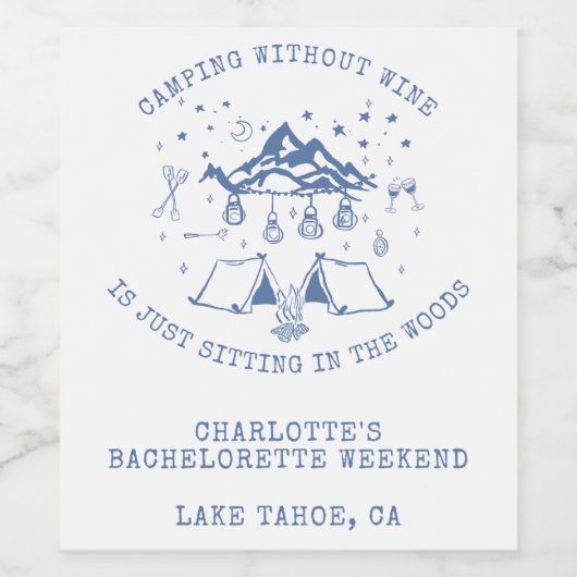 Étiquette Pour Bouteilles De Vin Camping Bachelorette Party Simple moderne (Étiquettes simples)