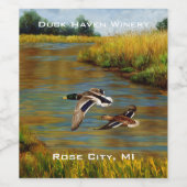 Étiquette Pour Bouteilles De Vin Canards-Majards Survolant L'Étang (Étiquettes simples)