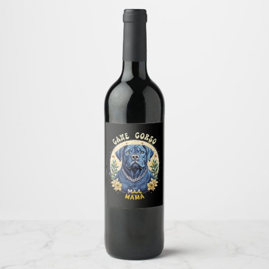 Étiquette Pour Bouteilles De Vin Cane Corso Maman (Devant)