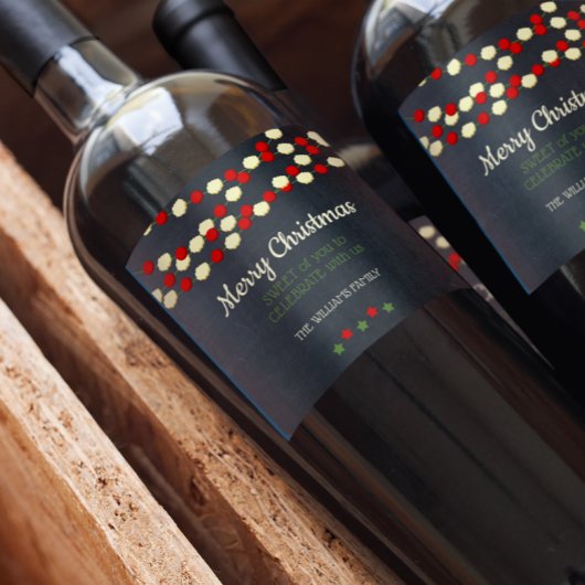 Étiquette Pour Bouteilles De Vin Canneberge et Popcorn Rustique de Noël